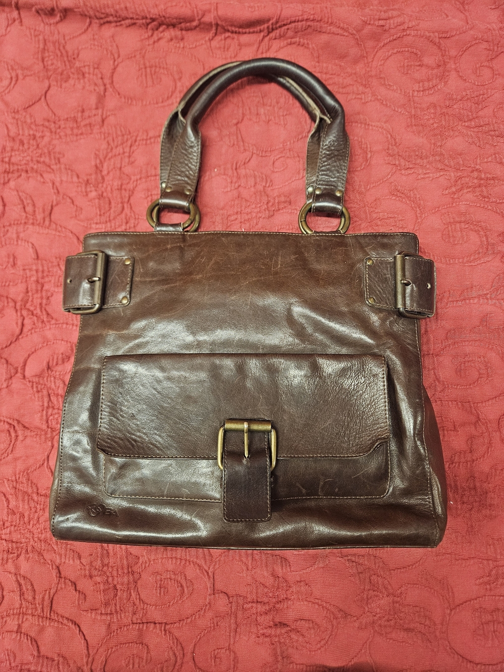 Vintage Kooba Brown Leather Buckle Satchel Y2K Era